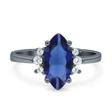 Vintage Marquise Engagement Ring Simulated Cubic Zirconia 925 Sterling Silver