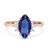 Vintage Marquise Engagement Ring Simulated Cubic Zirconia 925 Sterling Silver
