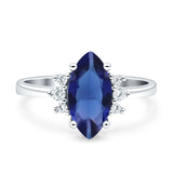 Vintage Marquise Engagement Ring Simulated Cubic Zirconia 925 Sterling Silver