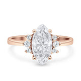 Vintage Marquise Engagement Ring Simulated Cubic Zirconia 925 Sterling Silver