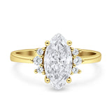 Vintage Marquise Engagement Ring Simulated Cubic Zirconia 925 Sterling Silver
