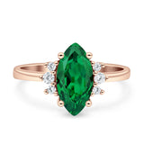 Vintage Marquise Engagement Ring Simulated Cubic Zirconia 925 Sterling Silver