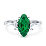 Vintage Marquise Engagement Ring Simulated Cubic Zirconia 925 Sterling Silver