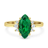 Vintage Marquise Engagement Ring Simulated Cubic Zirconia 925 Sterling Silver