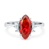 Vintage Marquise Engagement Ring Simulated Cubic Zirconia 925 Sterling Silver
