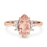 Vintage Marquise Engagement Ring Simulated Cubic Zirconia 925 Sterling Silver