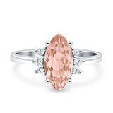 Vintage Marquise Engagement Ring Simulated Cubic Zirconia 925 Sterling Silver
