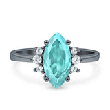 Vintage Marquise Engagement Ring Simulated Cubic Zirconia 925 Sterling Silver