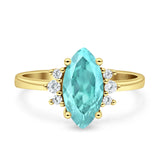 Vintage Marquise Engagement Ring Simulated Cubic Zirconia 925 Sterling Silver