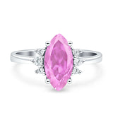 Vintage Marquise Engagement Ring Simulated Cubic Zirconia 925 Sterling Silver
