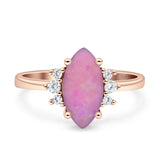 Vintage Marquise Engagement Ring Simulated Cubic Zirconia 925 Sterling Silver