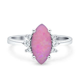Vintage Marquise Engagement Ring Simulated Cubic Zirconia 925 Sterling Silver