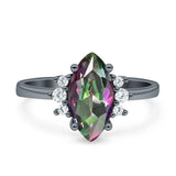 Vintage Marquise Engagement Ring Simulated Cubic Zirconia 925 Sterling Silver