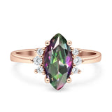 Vintage Marquise Engagement Ring Simulated Cubic Zirconia 925 Sterling Silver