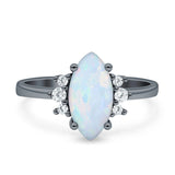 Vintage Marquise Engagement Ring Simulated Cubic Zirconia 925 Sterling Silver