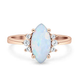 Vintage Marquise Engagement Ring Simulated Cubic Zirconia 925 Sterling Silver