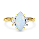 Vintage Marquise Engagement Ring Simulated Cubic Zirconia 925 Sterling Silver