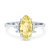 Vintage Marquise Engagement Ring Simulated Cubic Zirconia 925 Sterling Silver