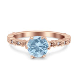 Art Deco Round Engagement Ring Simulated Cubic Zirconia 925 Sterling Silver