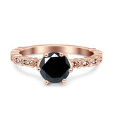 Art Deco Round Engagement Ring Simulated Cubic Zirconia 925 Sterling Silver