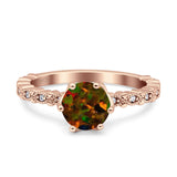 Art Deco Round Engagement Ring Simulated Cubic Zirconia 925 Sterling Silver