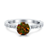 Art Deco Round Engagement Ring Simulated Cubic Zirconia 925 Sterling Silver