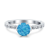 Art Deco Round Engagement Ring Simulated Cubic Zirconia 925 Sterling Silver