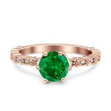 Art Deco Round Engagement Ring Simulated Cubic Zirconia 925 Sterling Silver