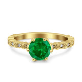 Art Deco Round Engagement Ring Simulated Cubic Zirconia 925 Sterling Silver