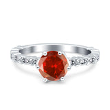 Art Deco Round Engagement Ring Simulated Cubic Zirconia 925 Sterling Silver