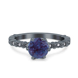 Vintage Dainty Round Lab Alexandrite Engagement Ring