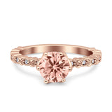 Art Deco Round Engagement Ring Simulated Cubic Zirconia 925 Sterling Silver