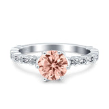 Art Deco Round Engagement Ring Simulated Cubic Zirconia 925 Sterling Silver