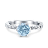 Vintage Dainty Round Natural Aquamarine Engagement Ring