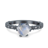 Vintage Dainty Round Natural Moonstone Engagement Ring
