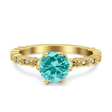 Art Deco Round Engagement Ring Simulated Cubic Zirconia 925 Sterling Silver