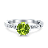 Art Deco Round Engagement Ring Simulated Cubic Zirconia 925 Sterling Silver