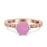 Art Deco Round Engagement Ring Simulated Cubic Zirconia 925 Sterling Silver