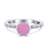 Art Deco Round Engagement Ring Simulated Cubic Zirconia 925 Sterling Silver