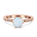 Art Deco Round Engagement Ring Simulated Cubic Zirconia 925 Sterling Silver