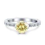 Art Deco Round Engagement Ring Simulated Cubic Zirconia 925 Sterling Silver