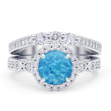 Halo Bridal Set Piece Round Wedding Band Ring Cubic Zirconia 925 Sterling Silver