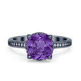 Elegant Hidden Halo Cushion Engagement Ring Cubic Zirconia 925 Sterling Silver