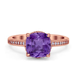 Elegant Hidden Halo Cushion Engagement Ring Cubic Zirconia 925 Sterling Silver