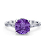 Elegant Hidden Halo Cushion Engagement Ring Cubic Zirconia 925 Sterling Silver
