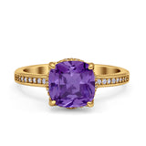 Elegant Hidden Halo Cushion Engagement Ring Cubic Zirconia 925 Sterling Silver