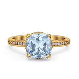 Elegant Hidden Halo Cushion Engagement Ring Cubic Zirconia 925 Sterling Silver