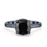 Elegant Hidden Halo Cushion Engagement Ring Cubic Zirconia 925 Sterling Silver