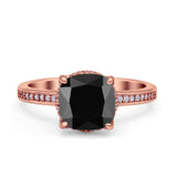 Elegant Hidden Halo Cushion Engagement Ring Cubic Zirconia 925 Sterling Silver