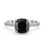 Elegant Hidden Halo Cushion Engagement Ring Cubic Zirconia 925 Sterling Silver